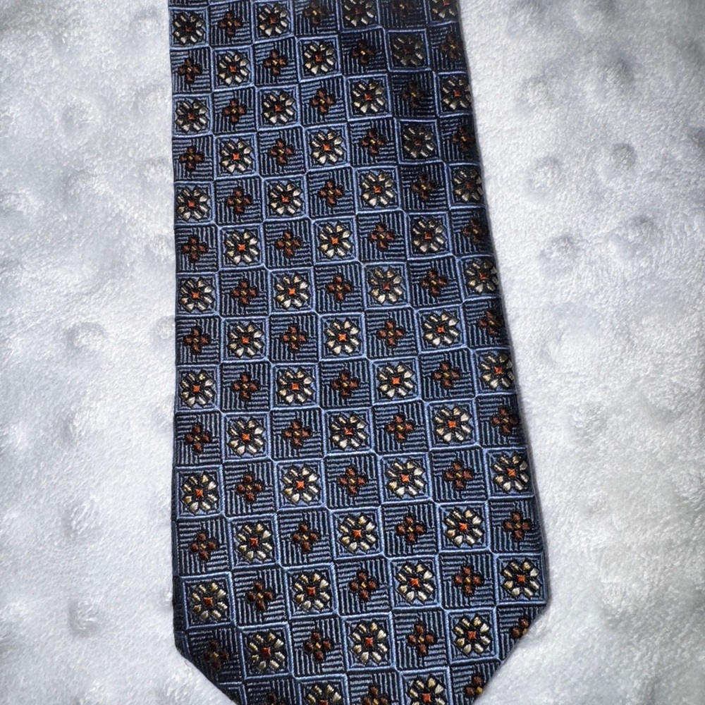 Stylish Blue And Brown Patterned Tie - image 2